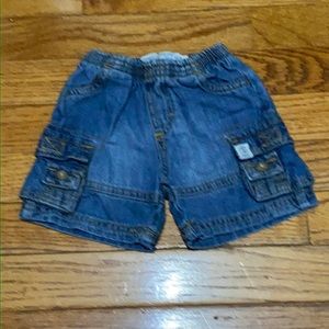 Place ❤️ Kid's Blue 100% Cotton Elastic Cargo Shorts Size 0-3 Months (PRE-LOVED)